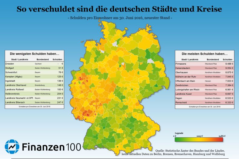 So Verschuldet Sind Deutschlands Stadte Und Landkreise Finanzen100