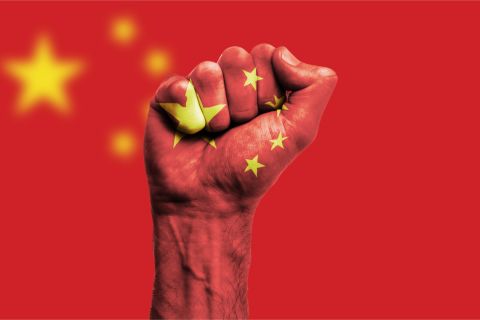China Flagge Faust Stärke